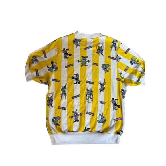 Sky Lite Made in USA Women's Vintage 80s Blouse Graphic Print Stripe Size LARGE - Picture 2 of 6